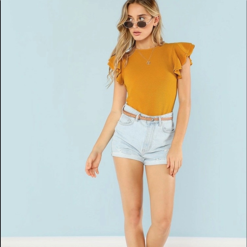 Yellow ruffle bodysuit XS S Shein new in bag